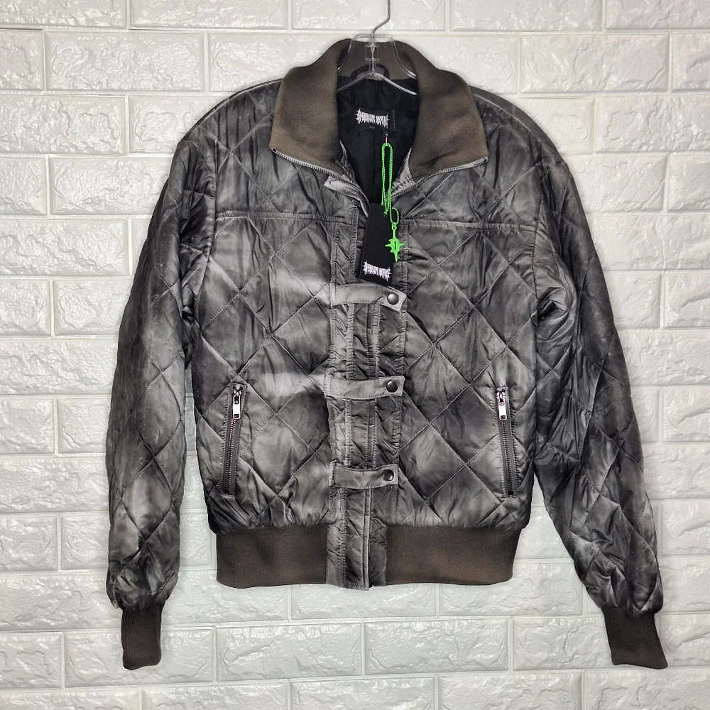 Darker Wavs Dolls Kill Chord Washed Puffer Jacket Bomber Jacket Style